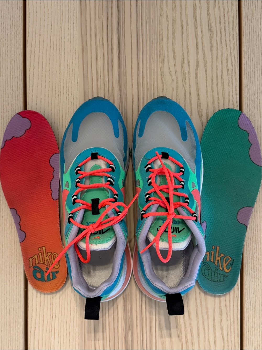 Nike Air Max 270 React Electro Green Lagoon Women’s 7.5 Colorful Sneakers - Picture 7 of 9